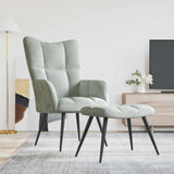 Relaxing chair with Footstool Light Grey Velvet 42022447
