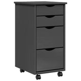 Rolling Cabinet with Drawers MOSS Grey Solid Wood Pine 355905