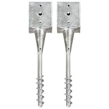 Ground Spikes 2 pcs Silver 12x12x56 cm Galvanised Steel 145443
