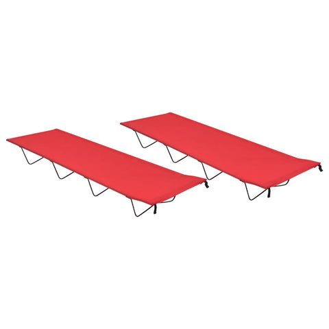Camping Beds 2 pcs 180x60x19 cm Oxford Fabric and Steel Red 312485