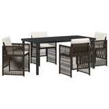 Garden Dining Set 5 pcs Brown Powder-Coated Steel 3380659