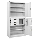 Office Cabinet White Steel Large Height-Adjustable Shelves 336413