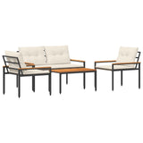 Outdoor Furniture Set 4 pcs Cream White Poly Rattan 42025357