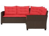 Outdoor Sofa Set with Cushion 2 pcs Brown and Red Poly Rattan 4103878