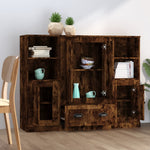 Highboards 3 pcs Smoked Oak Engineered Wood 3185324
