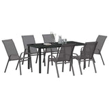 Garden Dining Set 7 pcs Grey and Black Powder-coated Steel 3379125