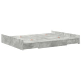 Storage Bed Frame Concrete Grey 135 x 190 cm Engineered Wood 3335320