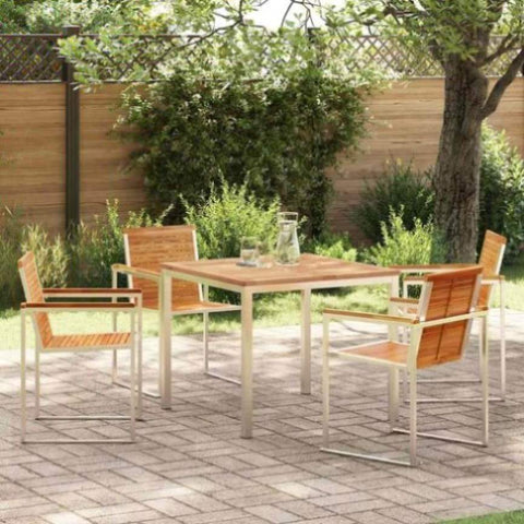 Garden Dining Set 5 pcs Solid Wood Teak 3334822