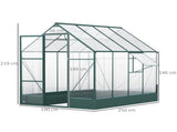 6x8 FT Polycarbonate Greenhouse with Base and Raised Bed, Walk-in Greenhouse with Aluminium Frame, T3398P317614