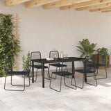 Garden Dining Set 7 pcs Black Powder-Coated Steel 3379391
