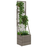 Garden Planter with Trellis Grey 35 x 30 x 135 cm Poly Rattan 42026882