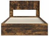 Bed Frame with Storage and Headboard Smoked Oak Engineered Wood 3414519