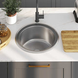 Kitchen Sink with Strainer and Trap Stainless Steel 145071