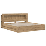 Bed Frame with Storage and Headboard Artisan Oak 180 x 200 cm 3445832
