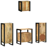 Bathroom Furniture Set 4 pcs Brown and Black Solid Mango Wood 3305644