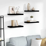 Floating Wall Shelves 4 pcs High Gloss Black 50x23x3.8 cm MDF 323768