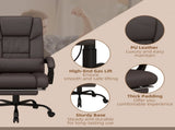6-Point Massage Office Chair, PU Leather Desk Chair with Adjustable Height and Footrest for Home T3398P328211