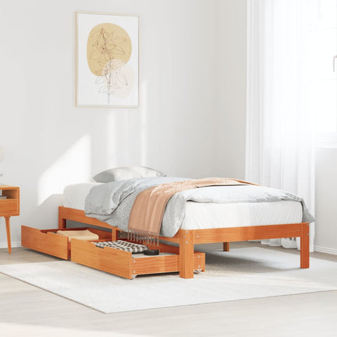ZNTS Bed Frame with Drawers without Mattress Wax Brown 100x200 cm 3301964