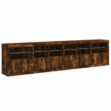 Sideboard with LED Lights Smoked Oak 283x37x67 cm 3209020