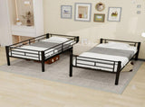 Black reinforced metal bunk bed with iron art on top and bottom, dormitory/children's room double W3987P434159
