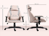 Fabric Gaming Chair with Lumbar Support, Headrest - Pale Pink T3398P377423