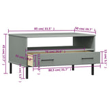 Coffee Table with Metal Legs Grey 85x50x45 cm Solid Wood OSLO 351034