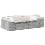 ZNTS Daybed with Drawers without Mattress Concrete Grey 100x200 cm 3280870