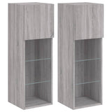 TV Cabinets with LED Lights 2 pcs Grey Sonoma 30.5x30x90 cm 837012