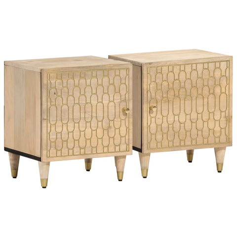 ZNTS Bedside Cabinets 2 pcs 40x33x46 cm Solid Wood Mango 358245