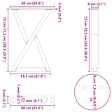 Dining Table Legs 2 pcs Natural Steel 60x cm Steel 4012723