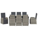 Garden Dining Set with Cushion 9 pcs Grey Poly Rattan 3379505