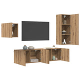 TV Cabinet Wall-mounted 4 pcs Artisan Oak Engineered Wood 3402765