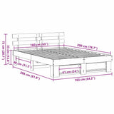 Bed Frame with Headboard White 160 x 200 cm Solid Pine Wood 872477