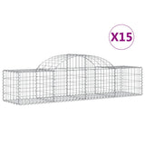 Arched Gabion Baskets 15 pcs 200x50x40/60 cm Galvanised Iron 3146270