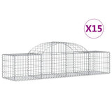 Arched Gabion Baskets 15 pcs 200x50x40/60 cm Galvanised Iron 3146270