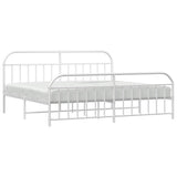 Bed Frame White Powder-Coated Steel Double Bed Frame 353708