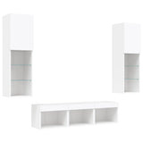 5 Piece TV Wall Units with LED White Engineered Wood 3216604