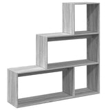 Room Divider Bookcase 3-Tier Grey Sonoma 123x29x123 cm Engineered Wood 857990