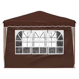Pop-up Party Tent 288 x 288 x 245 cm Brown Oxford Fabric 42019775