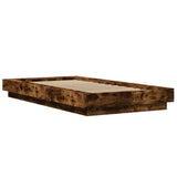 Bed Frame with LED Lights without Mattress Smoked Oak 90x190cm 3281151