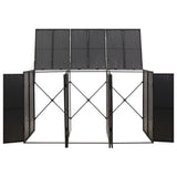 Triple Wheelie Bin Shed Black 207x80x117 cm Poly Rattan 319862