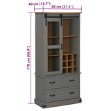 Wine Cabinet HALDEN with Wine Racks and Sliding Door Grey Pine 4018435