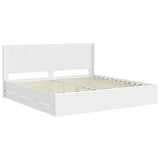 Bed Frame with Storage and Headboard White 200 x 200 cm 3413917