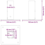 Post Bases Square 12 pcs Silver 46x46 mm Galvanised Steel 42000001