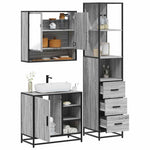 ZNTS 3 Piece Bathroom Furniture Set Grey Sonoma Engineered Wood 3301178