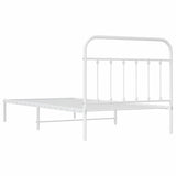 Bed Frame White Steel Single Bed Frame Rectangular Industrial 352623