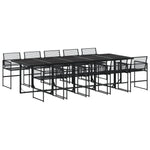 11 Piece Garden Dining Set Black Poly Rattan 3295036