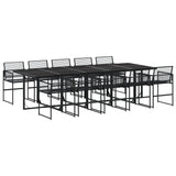 11 Piece Garden Dining Set Black Poly Rattan 3295036