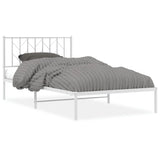 Metal Bed Frame without Mattress with Headboard White 107x203cm 374482