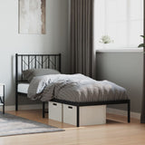 Metal Bed Frame without Mattress with Headboard Black 75x190cm 374427